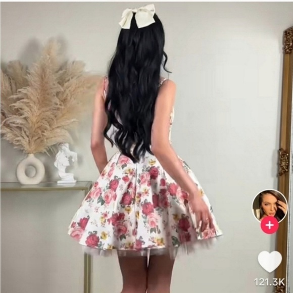 HOUSE OF CB Minimoiselle italian Rose Print Tulle Mini dress Fuller and Tall - Picture 5 of 6